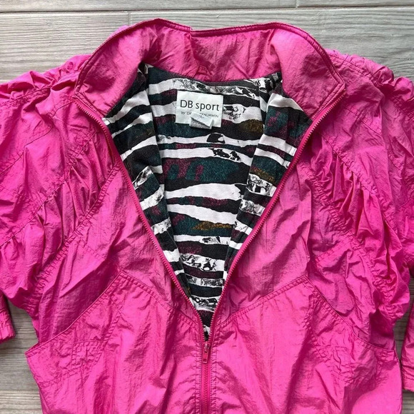 DB Sport By David Benjamin Women's vintage Pink Full Zip Windbreaker Size L - Picture 3 of 7